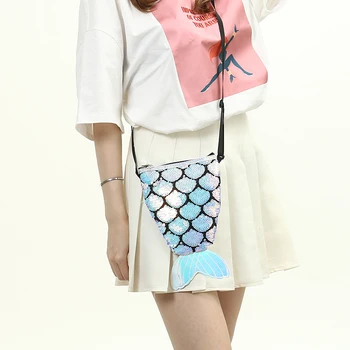 

Fashion Fish Tail Women Small Shoulder Bag Girls Casual Sequin Crossbody Bags Cartoon Fish Scale Female Phone Pouch Mini Handbag