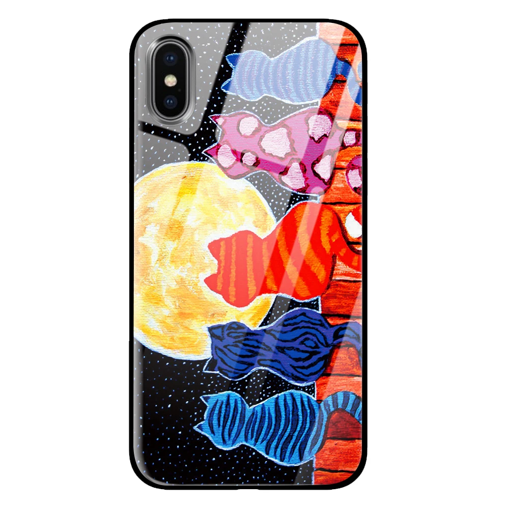 Роскошные Радуга, Роза Кот кролик закаленное стекло телефонные чехлы для iPhone 5 5S SE 6 6s 7 8 Plus X XS Max XR задняя крышка - Цвет: 3