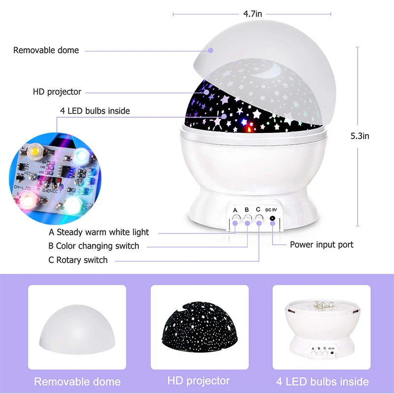 cool night lights Starry Sky Star Projector Night Light  For Baby Bedroom Decoration Child Kids Birthday Presents Gift night lamp