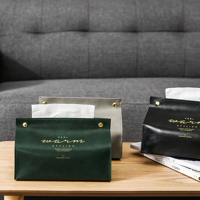 Ins Скандинавская кожаная коробка для салфеток, коробка для гостиной, домашний креативный материал, бумажный пакет, автомобильный кофе, бумажные салфетки, коробка