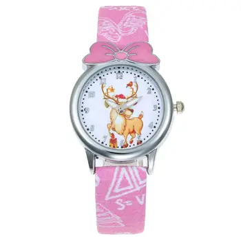 

Fashion Cartoon pretty Deer style Children Watches Kids Student Girls Boys Quartz leather WristWatch clock Relojes saati reloj