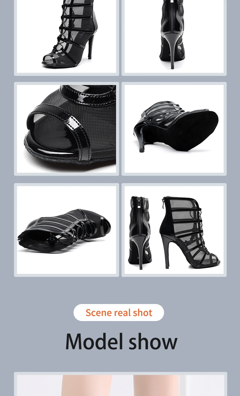Woman High Top Latin Dance Shoes Red Black Ballroom Dance Boots Women Salsa Tango Dancing Shoes Girls Soft Bottom Party Sandals