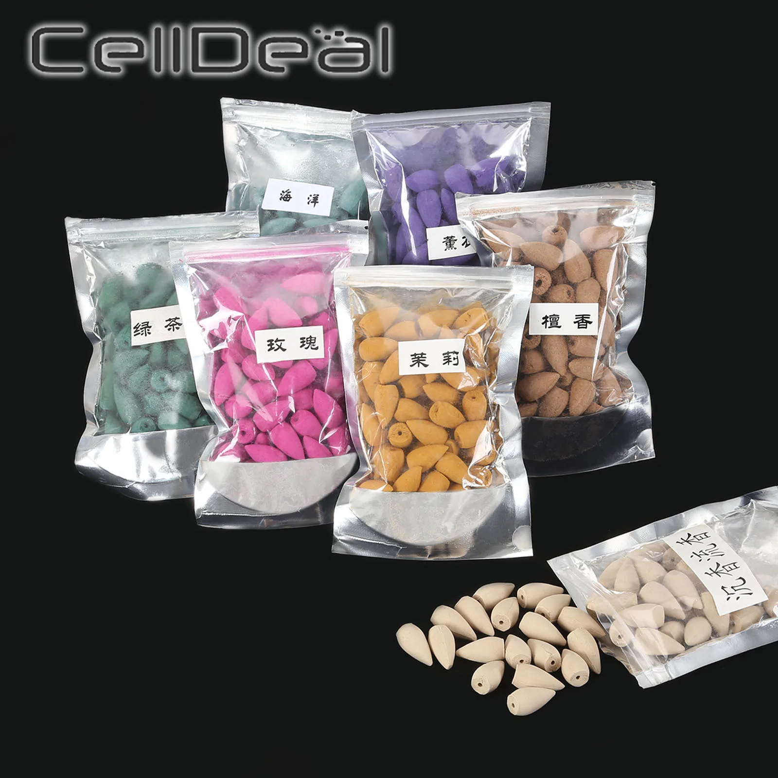 

40pcs/Bag Incense Cones Backflow Tower Incense Sandalwood Air Purifying Rose Lavender Cone Incense Home Bedroom Toilet Decor