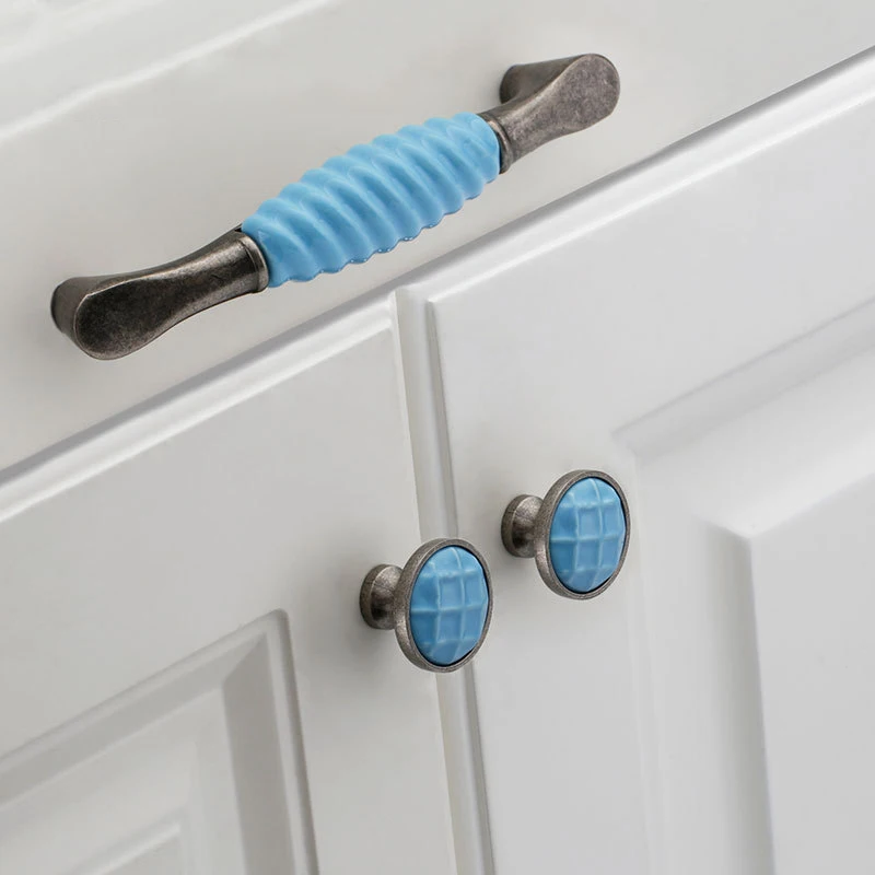 Ceramic Zinc Alloy Decorative Furniture Knobs Chinese Style