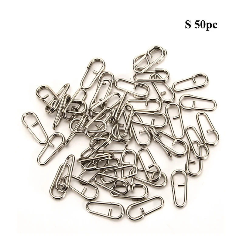 S 50 PCS 100 шт/50 шт снасти Быстро меняющиеся свинцовые звенья зажимы мощные быстрые звенья клип оснастки рыболовные инструменты - Цвет: S 50 PCS