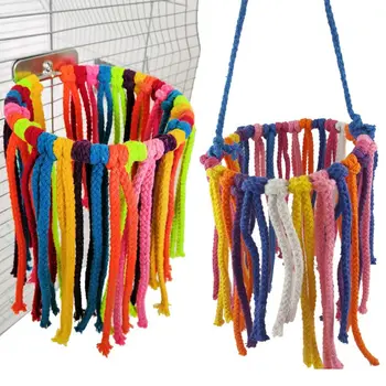 

Colorful Swing Ropes Pet Bird Parrot Hanging Toy Natural Cotton Parakeet Macaw Cockatiel Cage Hammock Playing Toy for Climbing