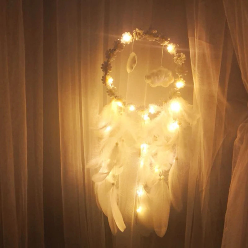 LED Light Wind Chime Flaky Clouds Car Gift Window Wedding Dreamcatcher Luminescent Girl Christmas Decoration