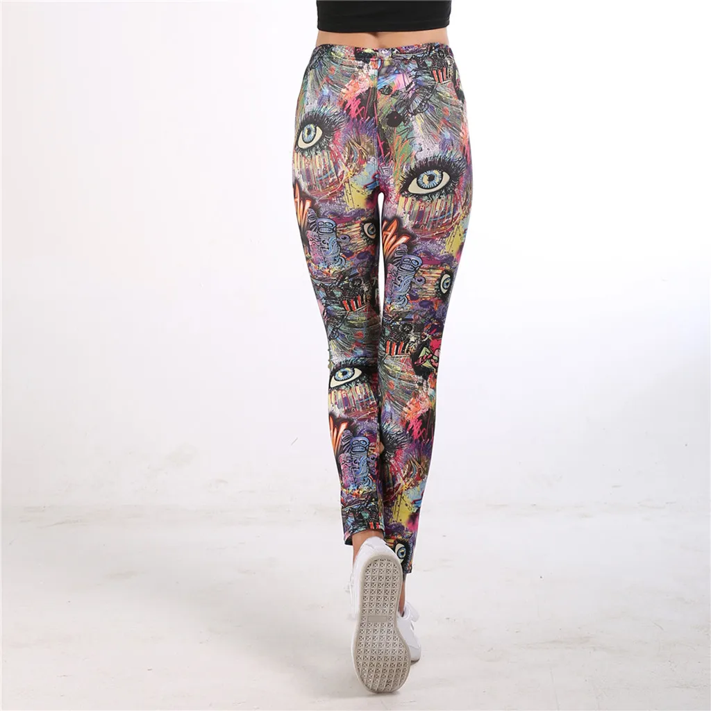 Ladies'printed, высокая талия, бедра, тянущиеся, под брюки, для бега, фитнеса, йоги, штаны для спортзала, спортивные Леггинсы, женские штаны, calzas deportivas# F