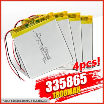 

1/2/4 Pieces MODEL 335865 3.7V 1800mAh Rechargeable Battery Lithium Polymer Li Po Batteroes For MP4 MP5 GPS IPad Radio PDA