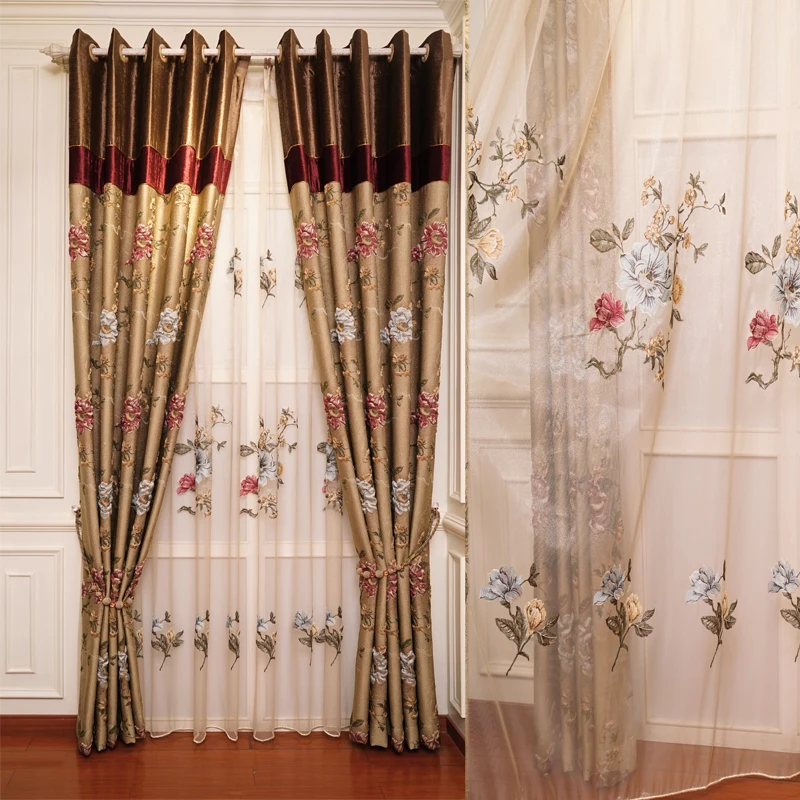 

Classic luxury European 4D embossed jacquard bedroom curtains high quality villa elegant curtains for living room windows hotel