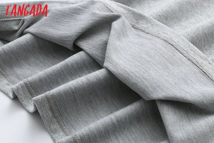 Tangada 2020 Autumn Women Terry 95% cotton suit oversized 4 pieces sets o neck hoodies sweatshirt shorts pants suits 6L30