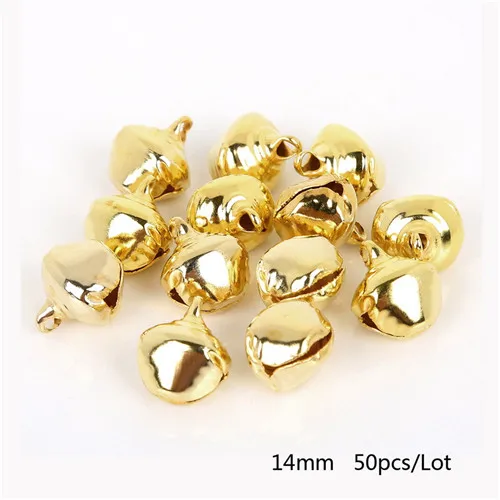 Gold 14mm 6/8/10/12/14 мм мини-Утюг колокольчики для фестиваля вечерние украшения/игрушки для рождественской елки украшения вам возможность самостоятельно украсить свой телефон ремесла домашнего декора аксессуары - Цвет: Gold 14mm