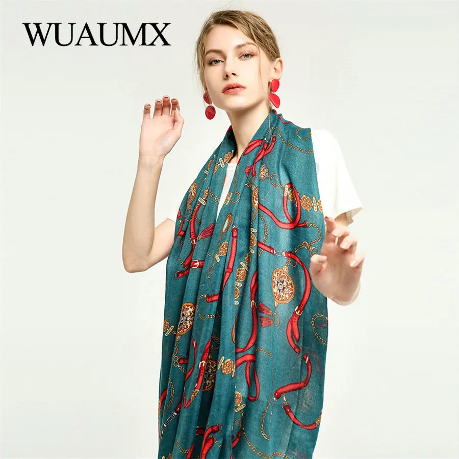 Wuaumx, роскошный брендовый шарф для женщин, дамские шарфы с кисточками, с принтом, sjaal, шаль для отдыха, обёрточная бумага, хлопковый шарф, большой размер, женский шарф