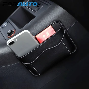 

FORAUTO PU Leather Car Pouch Bags Organizer Car Storage Box Universal Cards Mobile Phone Collecting Sticky Bag Auto Accessories