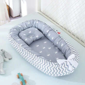 

Portable Baby Nest Bed With Pillow Cushion Newborn Travel Bed for Outdoor Bed Infant Crib Nest Toddler Cotton Cradle 80*50cm