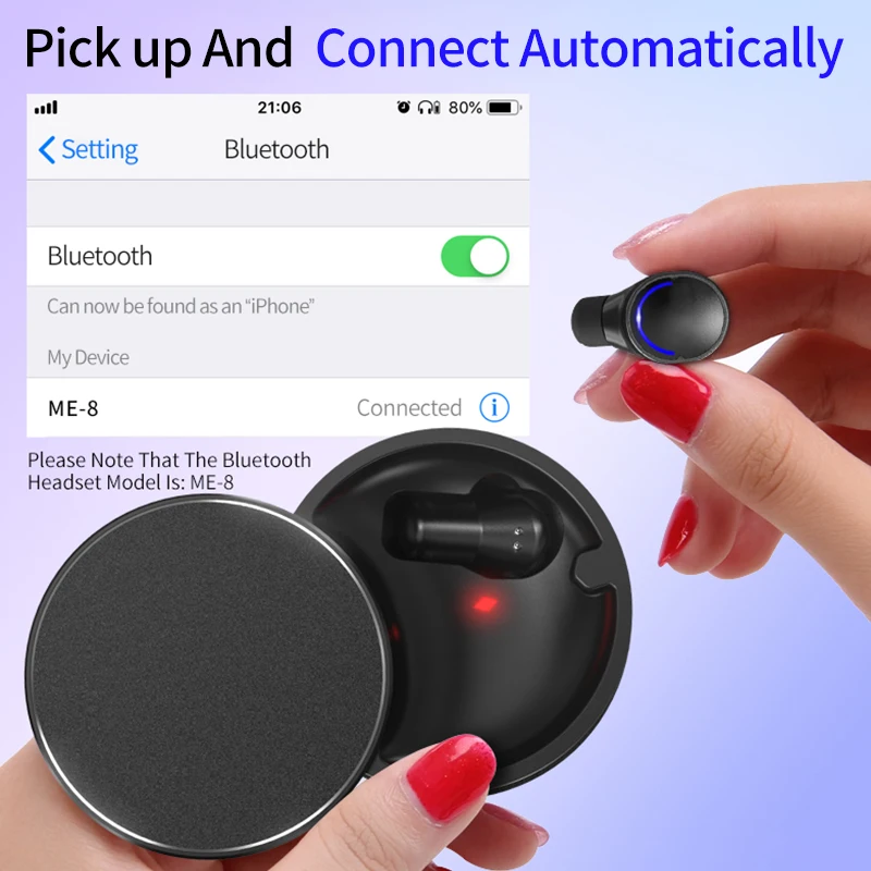 ME 8 TWS Wireless Bluetooth Earphone Sport Headset HIFI Bluetooth 5 0 Binarual Call Waterproof Gaming earbuds for Android Iphone