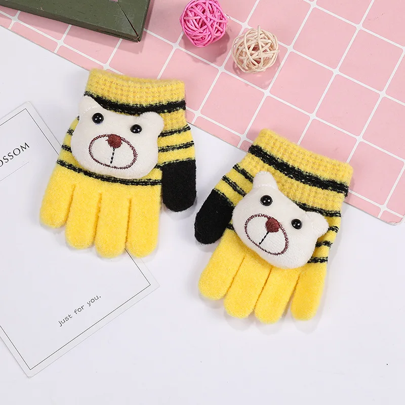 baby accessories doll	 Cute Cartoon Cat Gloves 2022 Winter Thick Knitted Boys Girls Mittens Children Full Finger Warm Gloves For Kids 3-7 Years Old baby stroller accessories Baby Accessories