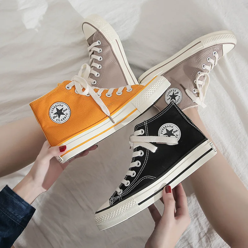 

2019 Autumn & Winter New Style plus Velvet Hight-top Second Cotton Canvas Shoes Korean-style Versatile Students Casual Board Sho