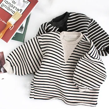

2020 Autumn and Winter Korean Children's Hot Selling Boys and Girls Han Faner Simple Loose Sweater Striped Long-Sleeved