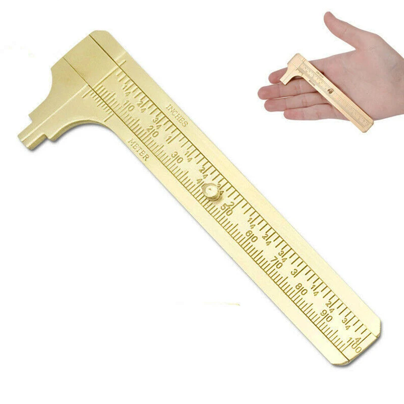 

Mini Brass Scale 80/100mm Sliding Gauge Vernier Caliper Ruler Pocket Measuring Tool MAZI888