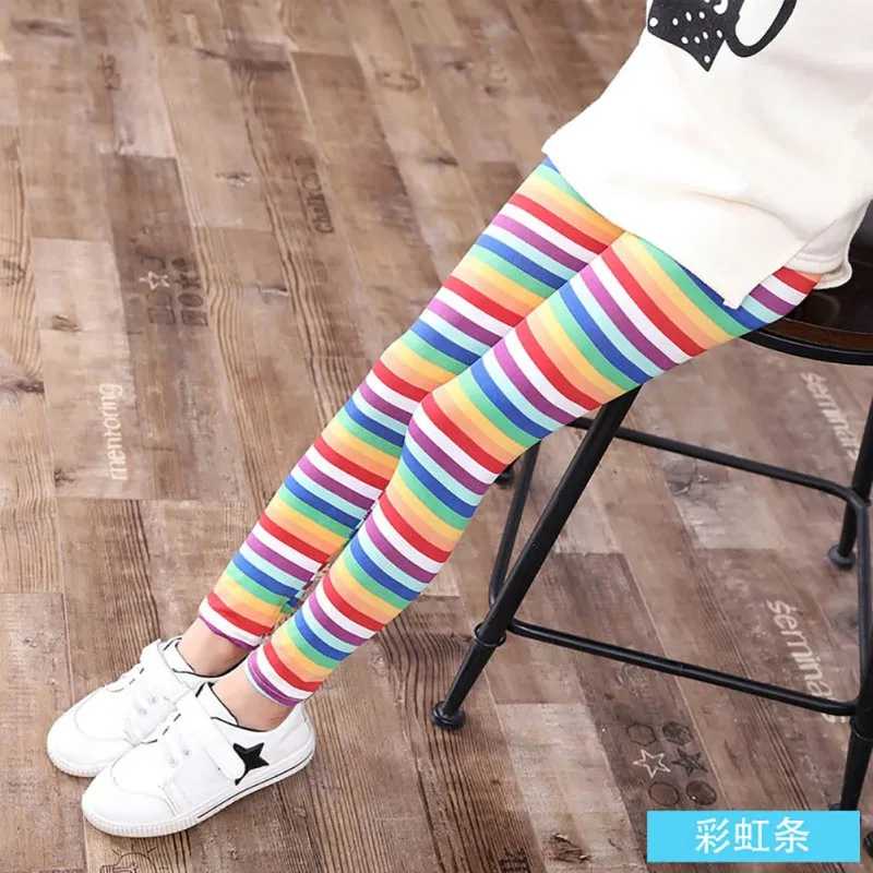 Леггинсы для маленьких девочек детские штаны с цветочным рисунком, буквенным принтом, леггинсы детские милые эластичные брюки