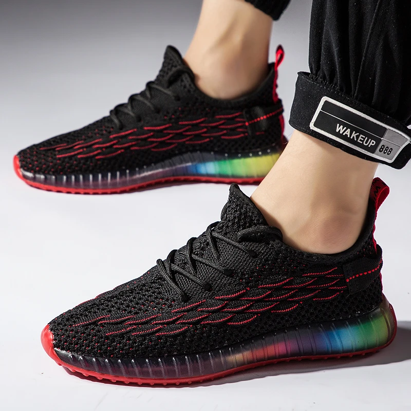 

Summer Breathable Sport Men Running Shoes Mesh Sneakers Male Fashion Mixed Color Light Lace-up Walking Footwear Sock Sneakers