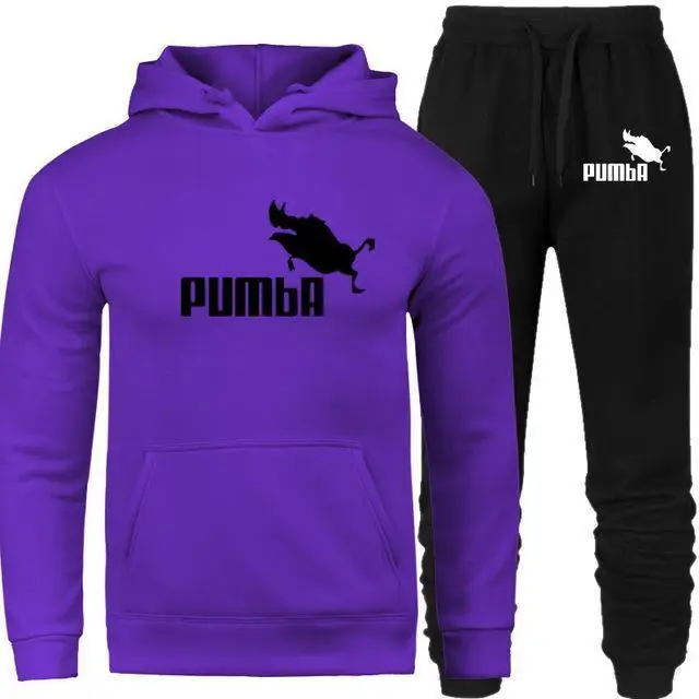 purple Новинка, брендовый спортивный костюм, модные мужские спортивные толстовки, комплекты из двух предметов, флисовая плотная Толстовка+ штаны, спортивный костюм для мужчин - Цвет: purple