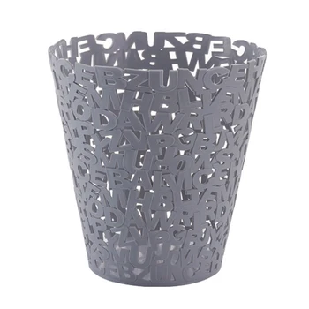 

Creative Letter Trash Can Waste Bins Household Living Room Bedroom Lidless Plastic Paper Basket Kitchen Simple Garbage Can Gray