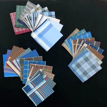 

2pcs Men Cotton Plaid Handkerchief 32x32cm Decorative Grid Suit Hanky
