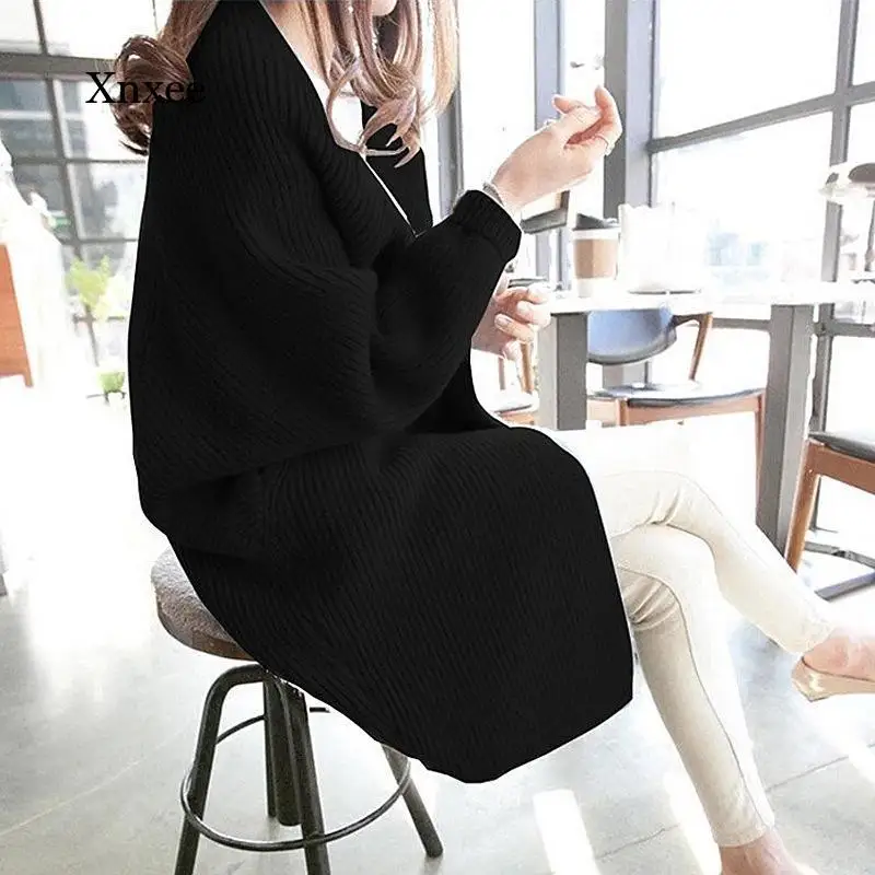 

Autumn New Mid-Length All-Match Cardigan Women Korean Loose Bat Sleeve Sweater Pocket Sweater Women's Jacket