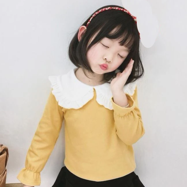shirt yellow 1piece Блузки для девочек, детские топы, осенняя Блузка для девочек, детская весенняя одежда, рубашка для девочек, 90-130 - Цвет: shirt yellow 1piece
