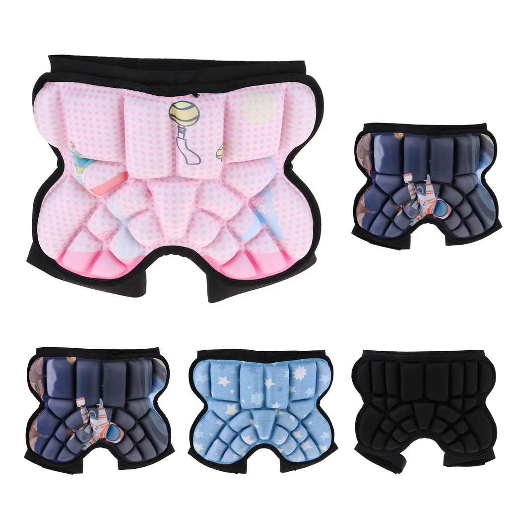 Kids EVA Paded Short Pants 3D Protection Hip Butt Protective Gear Adjustable Strap Waist Guard Impact Pad for Ski Ice Skating 