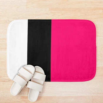 

White Black and Hot Pink Color Block Bath Mat Hallway Carpets Anti-Slip Bath Floor Mat Animals Outdoor Rugs Front Door Mats
