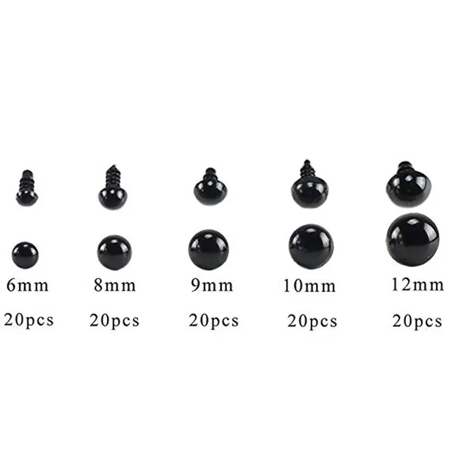 100pcs 6-12mm 8mm 10mm 12mm Black Plastic Crafts Safety Eyes For Teddy Bear Dolls Soft Toy Making Animal Amigurumi Accessories 6