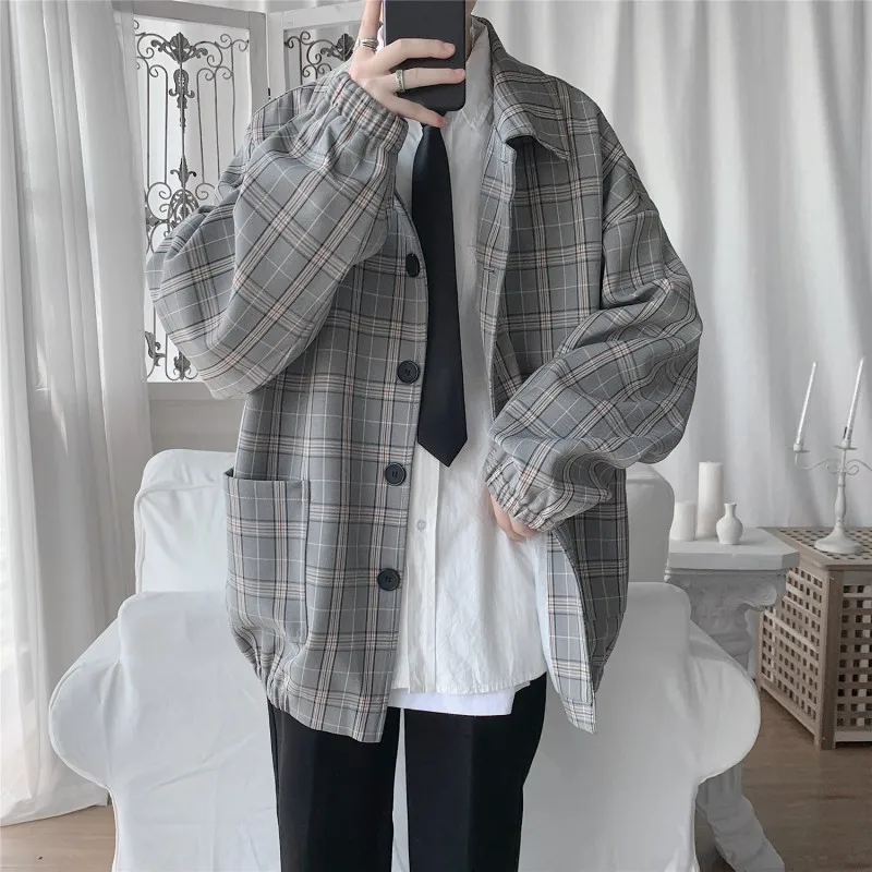 2021 New Men's Jacket Oversize Plaid 