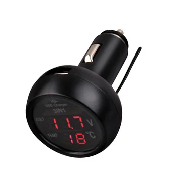 

Three In One Multi-function Car Voltmeter, On-board Thermometer,B Mobile Phone Charger