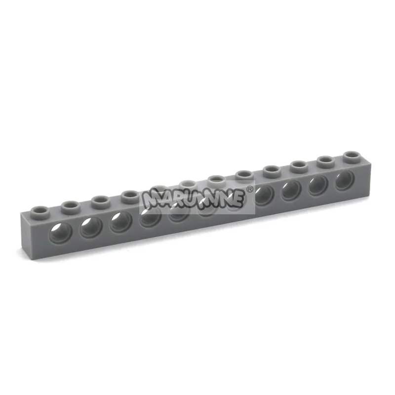 Светло-серый Marumine 3895 Technic Brick 1x12 с отверстиями 20 шт./Партия набор строительных блоков Волшебный Робот Классическая обучающая игрушка подарок для детей - Цвет: Светло-серый