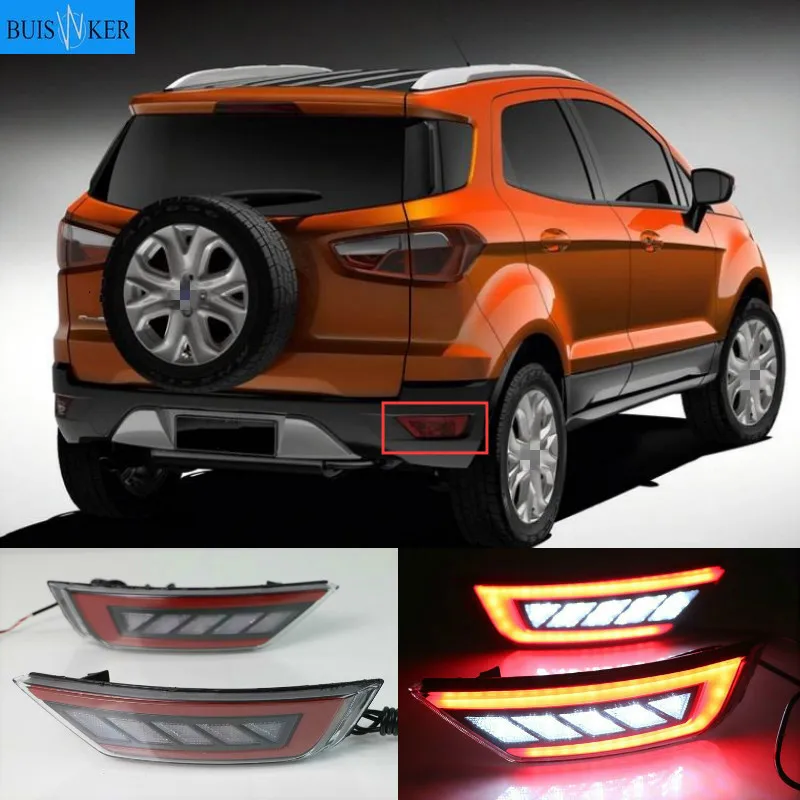

Светодиодный отражатель, 2 шт., для Ford Ecosport 2013, 2014, 2015, 2016, 2017, 2018, 2019, задний бампер, противотуманная фара, тормозная сигнальная лампа
