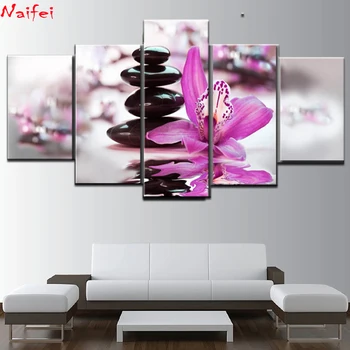 

5D DIY Diamond painting 5 Piece Stone Light Purple Butterfly Orchid Flower diamond embroidery Cross Stitch Home Furn Diamond Art