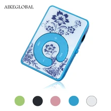 AIKEGLOBAL Hifi мини-клип цветочный узор MP3 плеер музыкальный медиа поддержка Micro SD TF карта с зарядным кабелем Прямая поставка