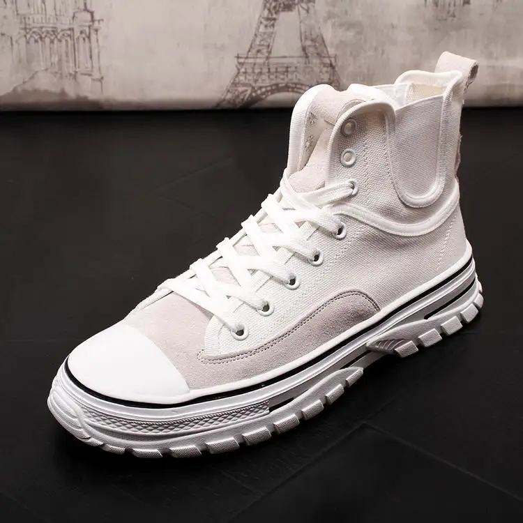 

New Arrival Cowboy Ankle Boots For Men Round Toe Breathable Canvas With Suede Man Chelsea Boot Black Leisure Shoes 38-43