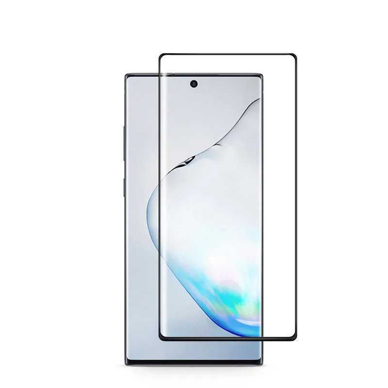 3D полный изогнутый Клей закаленное стекло для samsung Note 10 Plus протектор экрана SAM Galaxy Note 10 Note 10+ Защитная стеклянная пленка - Цвет: Black