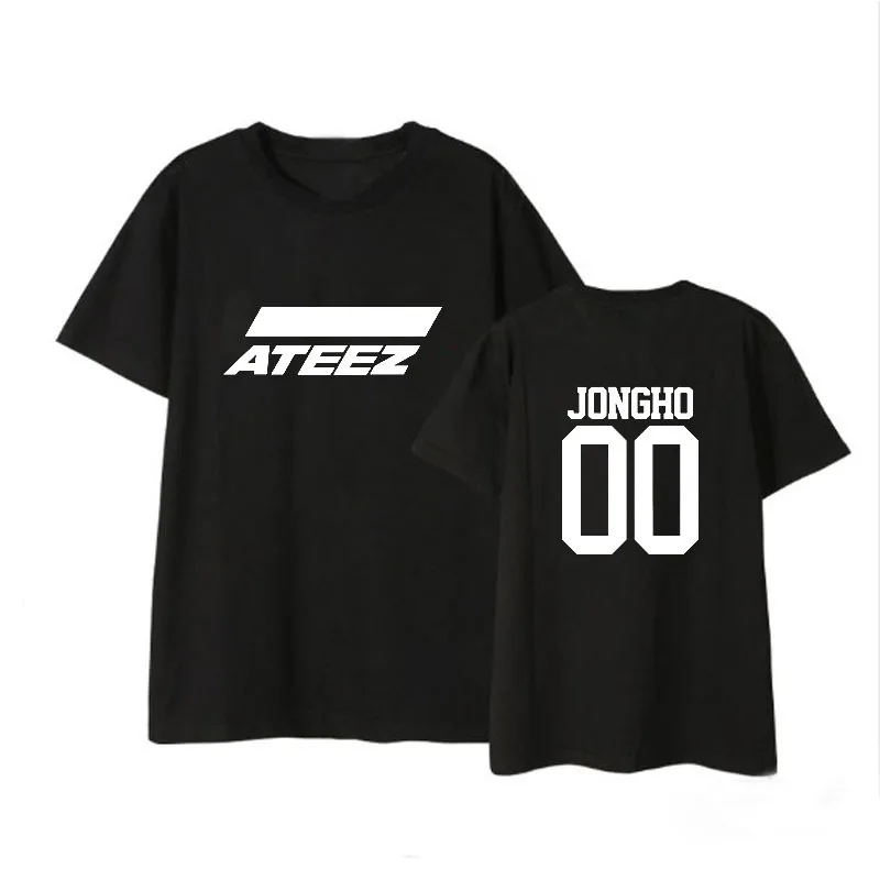 Kpop/футболки с альбомами в стиле хип-хоп; Повседневная Свободная одежда; футболка; топы с короткими рукавами; футболка; DX1074 - Цвет: Black-JONGHO