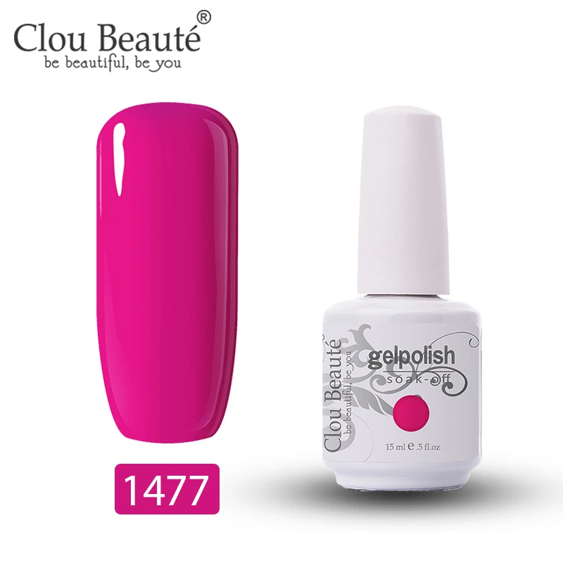 Clou Beaute 15 мл Гель-лак для ногтей УФ 179 цветов Varnich чистый цвет ногтей Блеск Топ УФ светодиодный гель Дизайн ногтей маникюрный лак гибридный - Цвет: 1477