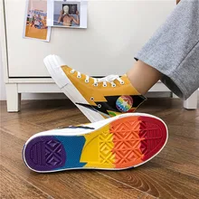 Новая модная мужская парусиновая обувь в стиле хип-хоп с радугой; повседневные эспадрильи; черные парусиновые кроссовки с принтом; zapatillas lona hombre