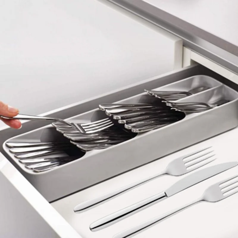 

1pcs Kitchen Drawer Organizer Tray Spoon Knife Fork Cutlery Separation Finishing Storage Box Cutlery Organizer Random Color