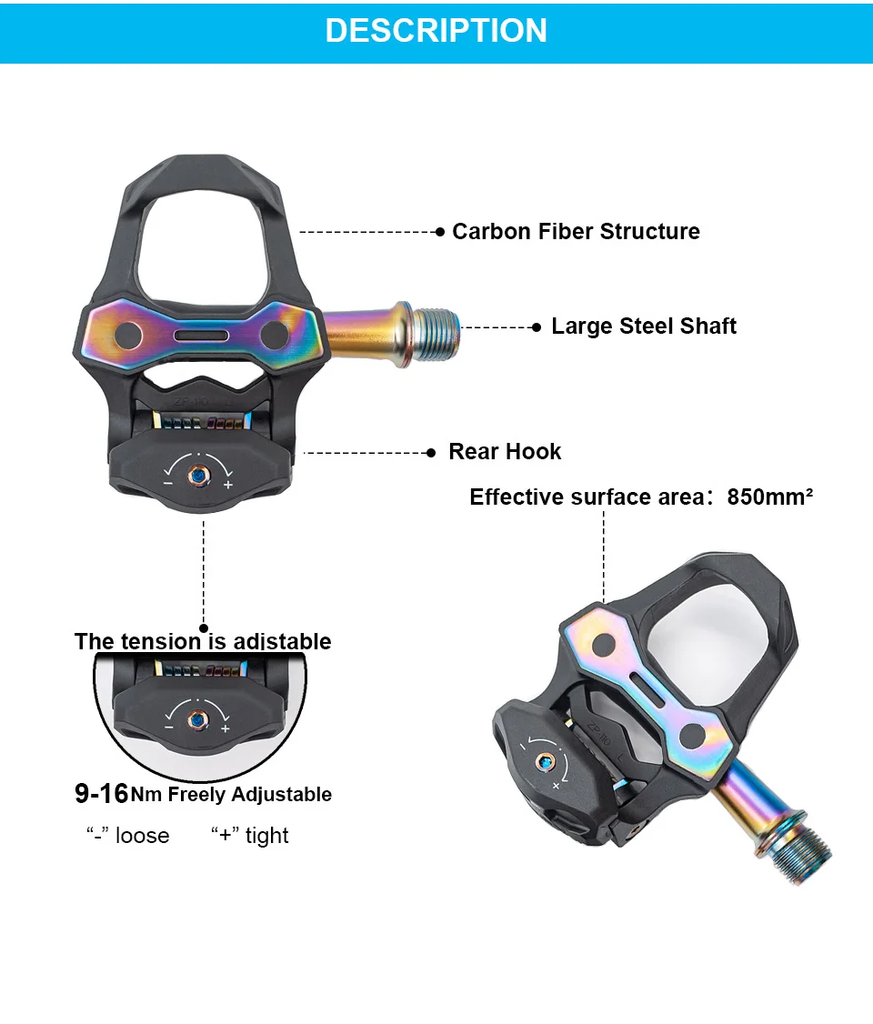 ZP-110S велосипедная педаль из углеродного волокна, дорожная велосипедная педаль с клитом, совместимая с LOOK KEO Aurora, цветное дорожное Велосипедное приспособление