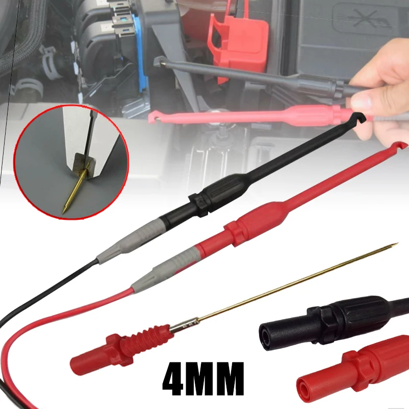 

2pcs 4mm 10A Automotive Test Lead Kit Power Probe Wire Piercing Clip Puncture Red Black 160*16mm Instrument Parts & Accessories