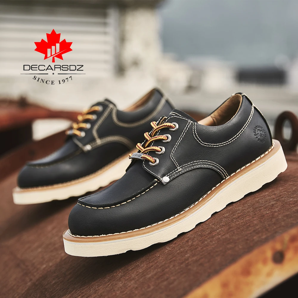 DECARSDZ 2021 de los hombres de la marca zapatos cómodos de encaje Otoño e Invierno Hombre Zapatos casuales zapatos de los hombres de cuero genuino de lujo zapatos de talla grande 38-45