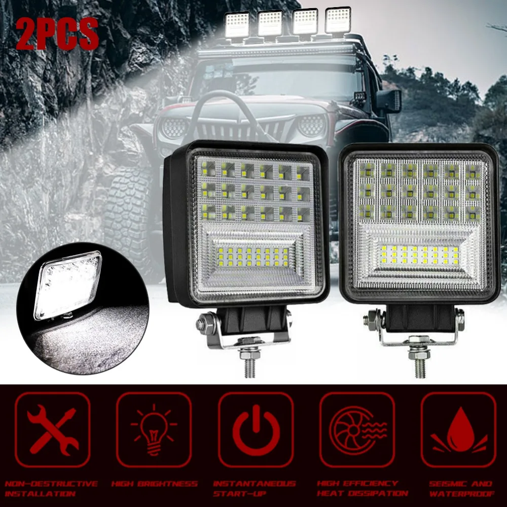 4 inch 126W LED Work Light Bar Flood Spot Offroad Car Truck Boat Driving Fog Lamps